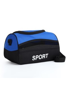 Сумка спортивная на молнии наружный карман длинный ремень цвет синий черный Nobrand