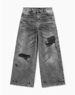 Серые джинсы Baggy с рваным дизайном Gloria jeans