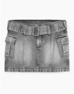 Серая джинсовая юбка Cargo с ремнём Gloria jeans