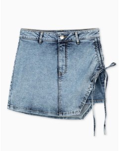 Джинсовая юбка шорты с завязкой Gloria jeans