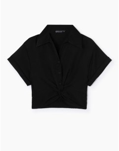 Чёрная укороченная блузка с перекрутом Gloria jeans