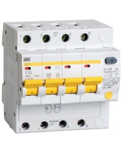 Автоматический выключатель дифф тока АВДТ MAD10 4 016 C 100 АД14 4п 16А 100мА Iek