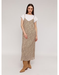 Леопардовое платье комбинация с боковыми разрезами Zolla