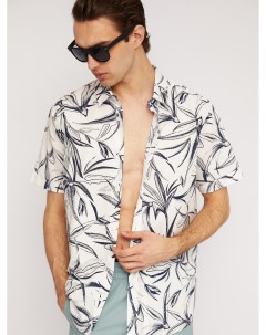 Рубашка из хлопка с тропическим принтом Zolla
