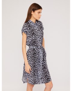 Платье рубашка из вискозы с леопардовым принтом и поясом Zolla