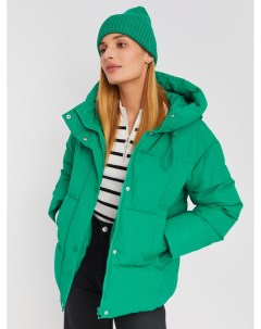 Тёплая стёганая куртка с капюшоном и удлинёнными внутренними манжетами Zolla