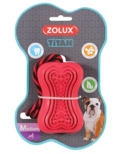 Titan игрушка кость кормушка с веревкой 8 см Красная Zolux