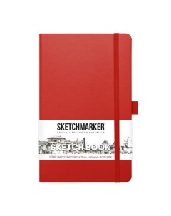 Блокнот для зарисовок 140г кв м 13 х 21 см 80 листов твердая обложка красный Sketchmarker