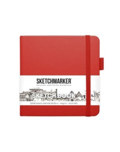 Блокнот для зарисовок 140г кв м 12 х 12 см 80 листов твердая обложка красный Sketchmarker