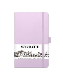 Блокнот для зарисовок 140г кв м 13 х 21 см 80 листов твердая обложка фиолетовый пастельный Sketchmarker