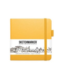 Блокнот для зарисовок 140г кв м 12 х 12 см 80 листов твердая обложка оранжевый Sketchmarker