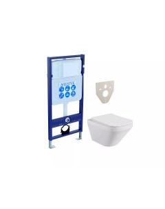 Комплект Унитаз подвесной Лира AQ1155-00 безободковый, с микролифтом + Инсталляция Standard INS-0000012 Aquatek