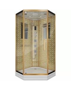 Душевая кабина 100х100 золотая стекло прозрачное с гидромассажем Niagara lux