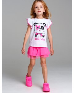 Комплект трикотажный для девочек фуфайка футболка юбка шорты Playtoday kids