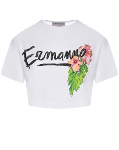 Белая футболка с принтом гавайские цветы Ermanno firenze