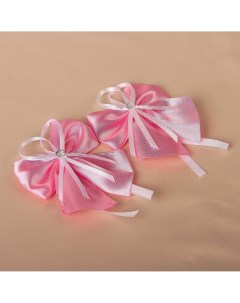 Бант бабочка свадебный для декора атласный 2 шт розовый Nobrand