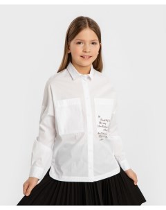 Блузка с накладными карманами и принтом белая Button blue