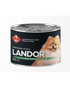 Полнорационный консервированный влажный корм для собак мелких пород Утка с зеленым горошком 200 г Landor