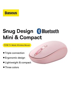 Мышь беспроводная проводная F01B 1600dpi оптическая светодиодная Bluetooth Радиоканал USB розовый B0 Baseus