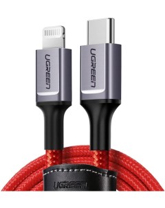 Кабель USB Type C Lightning 8 pin MFi быстрая зарядка 3А 1 м красный US298 20309 Ugreen