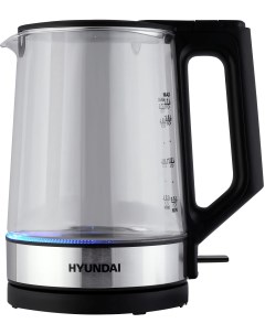 Чайник HYK G8808 1 7л 2 2 кВт стекло пластик серебристый черный HYK G8808 Hyundai