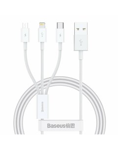 Кабель USB Type C Lightning microUSB быстрая зарядка 2 1А 1 м белый Superior P10320105221 00 Baseus