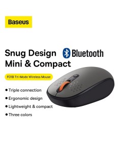 Мышь беспроводная проводная F01B 1600dpi оптическая светодиодная Bluetooth Радиоканал USB серый B010 Baseus