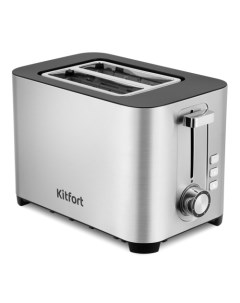 Тостер Kitfort KT-6099 850 Вт, подогрев, размораживание, черный/серебристый (KT-6099)