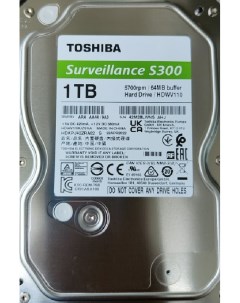 Жесткий диск HDD 1Tb S300 Surveillance 3 5 5700rpm 64Mb SATA3 HDKPJ42ZRA02 Toshiba
