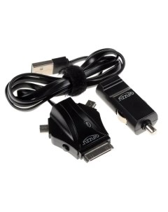 Автомобильное зарядное устройство GA 4110UB S3 USB 2 1А кабель Apple 30 pin miniUSB microUSB черный  Ginzzu