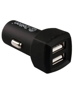 Автомобильное зарядное устройство 2xUSB 3 1А кабель Apple 8 pin и Micro USB черный ZTCC3A2UA8MC Zetton