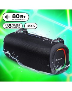 Портативная акустика Beatbox 80 80 Вт AUX USB microSD Bluetooth подсветка черный 65980 Defender