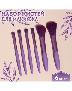 Набор кистей для макияжа 6 предметов pvc пакет цвет фиолетовый Queen fair