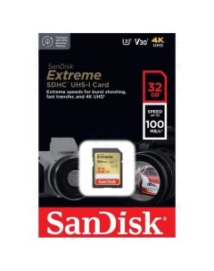 Карта памяти SDHC UHS I U3 Extreme 32 ГБ 100 МБ с Class 10 SDSDXVT 032G GNCIN 1 шт Sandisk