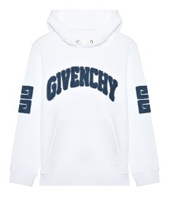 Толстовка худи с капюшоном и логотипом белая Givenchy