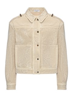 Куртка джинсовая с цветочными узорами бежевая Brunello cucinelli
