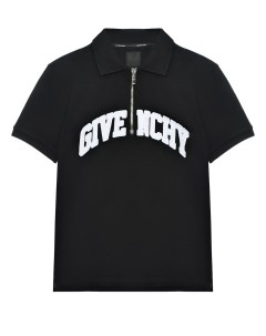 Футболка поло на молнии с логотипом черная Givenchy