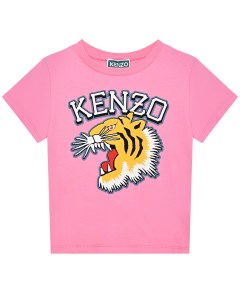Футболка с принтом тигр и лого розовая Kenzo