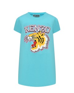 Платье с принтом тигр и лого Kenzo