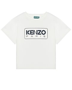Футболка с логотипом на груди белая Kenzo