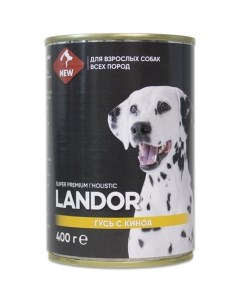 Полнорационный консервированный влажный корм для собак всех пород Гусь с киноа 400 г Landor