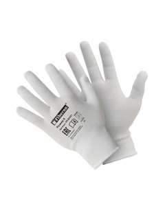 Перчатки для сборочных работ полиэстер 9 L белая основа индивидуальная упаковка Fiberon
