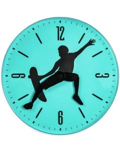 Часы настенные Скейтбординг круглые пластик цвет синий бесшумные o28 4 см Dream river