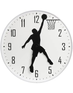 Часы настенные Баскетбол Men круглые пластик цвет бело черный бесшумные o28 4 см Dream river