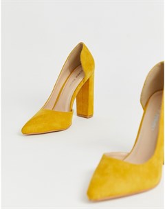 Желтые туфли из искусственной замши на блочном каблуке Prinny Public desire