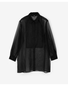 Блузка удлиненная полупрозрачная с длинным рукавом черная Glvr