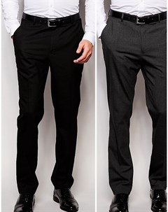Набор из 2 зауженных брюк черные и темно серые Asos