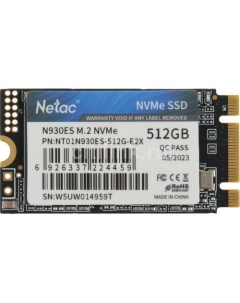 SSD накопитель N930ES NT01N930ES 512G E2X 512ГБ M 2 2242 PCIe 3 0 x2 NVMe M 2 Netac