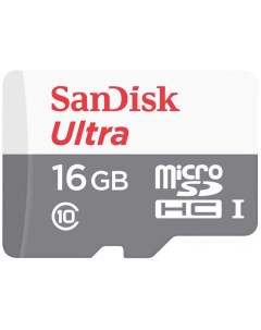 Карта памяти microSDHC 16Gb Class10 SDSQUNS 016G GN3MN Ultra 80 Sandisk