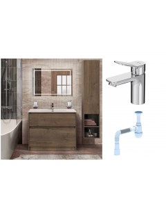 Комплект Мебель для ванной Kraft 100 Смеситель Am Pm X Joy F85A02100 для раковины хром Сифон АниПлас Belbagno